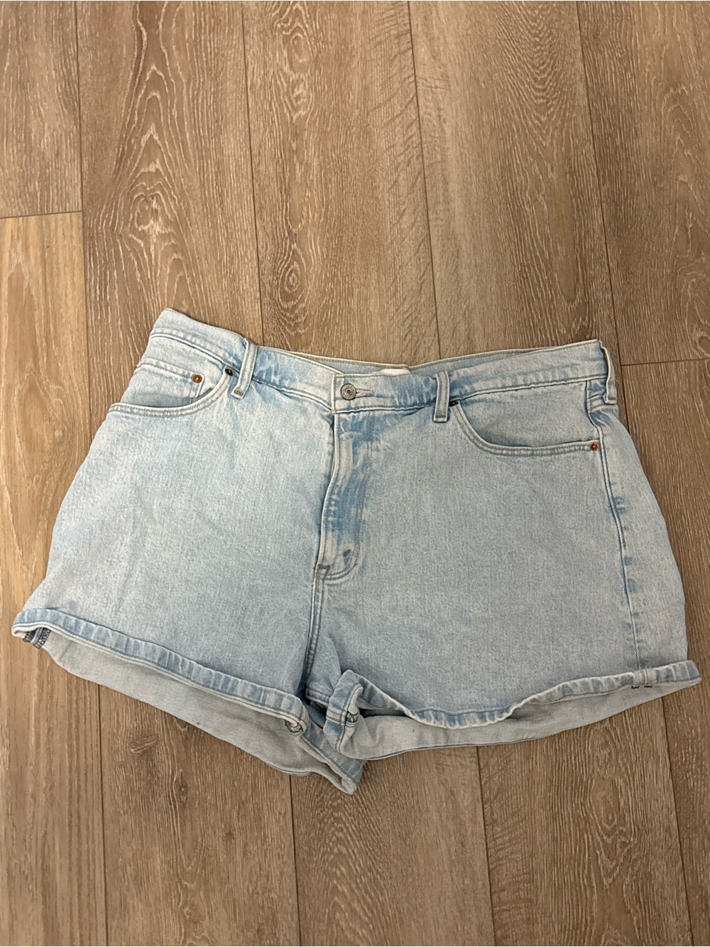 Abercrombie & Fitch Light Blue Denim Rolled-Hem Shorts